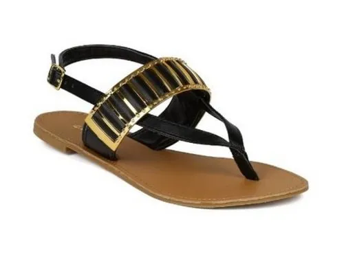 Women's Athena-755 Thong-Style Metallic Accent Sandals