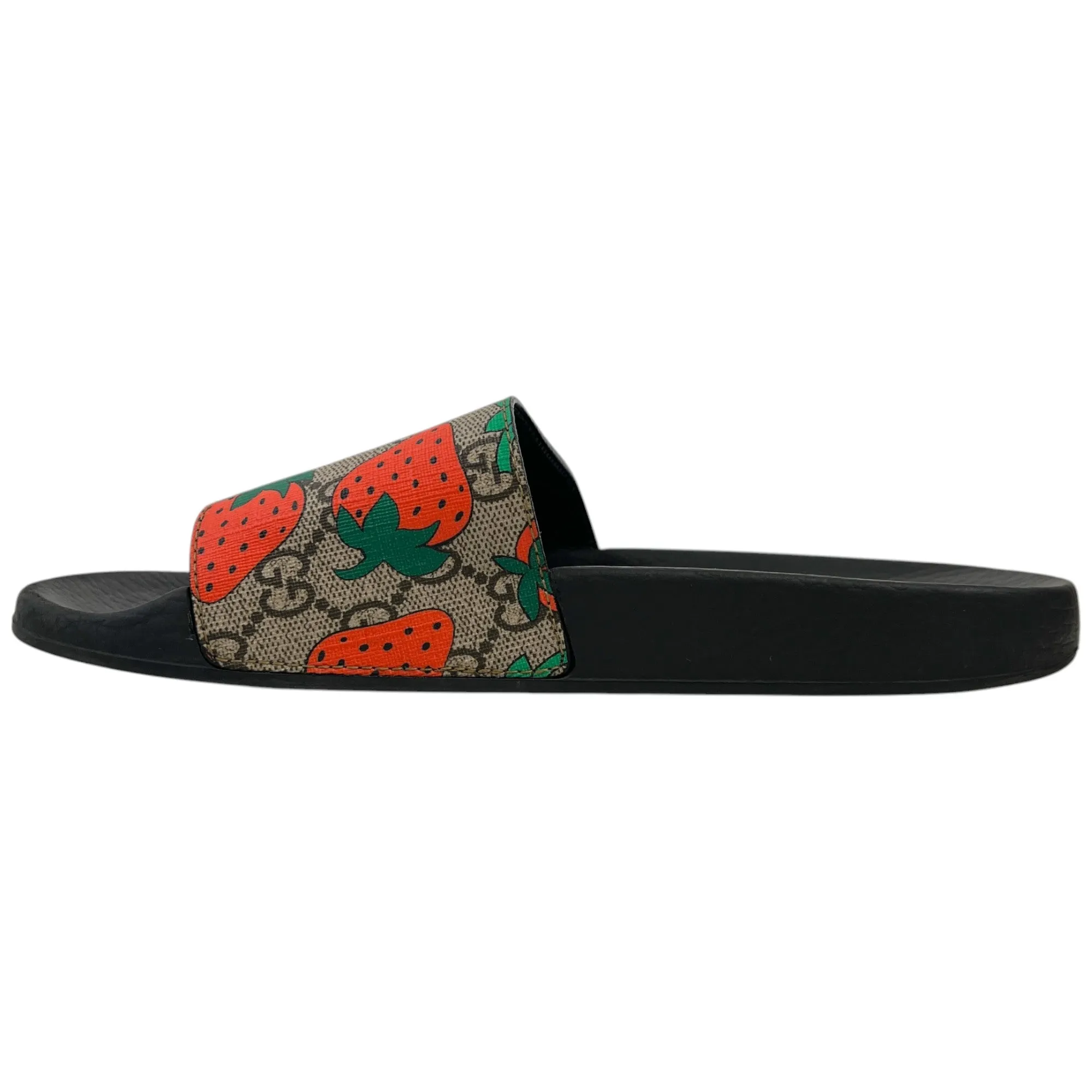 Women's Gg Supreme Strawberry Print Slides Black Size EU 37 / UK 4