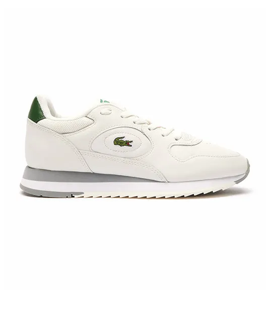 Women's Linetrack Leather Trainers Off White/Green