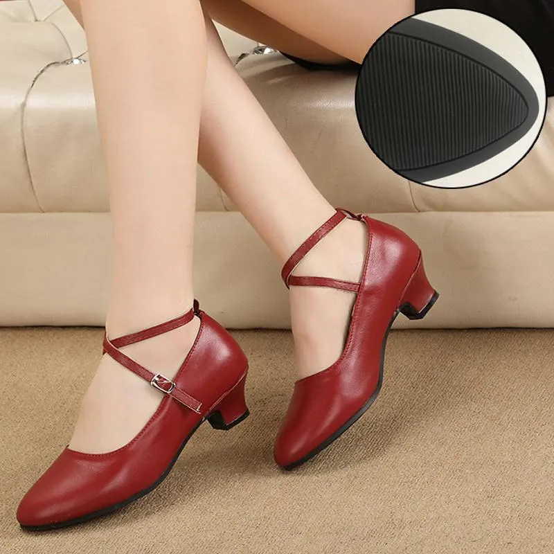 Women's Real Leather 3.5cm/5.5cm Heels Ballroom Dance Shoes Character Shoes