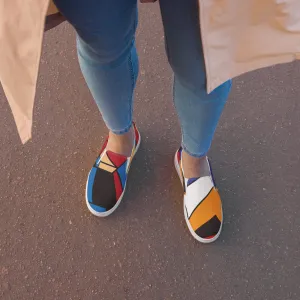 Women’s slip-on canvas shoes with Mondrian design (Vecteezy.com)