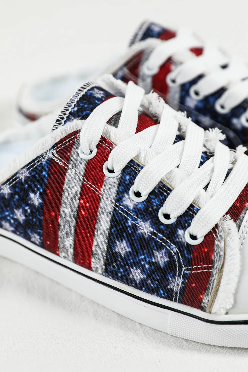 Women's Stars and Stripes Print Canvas Shoes Backless Sneakers