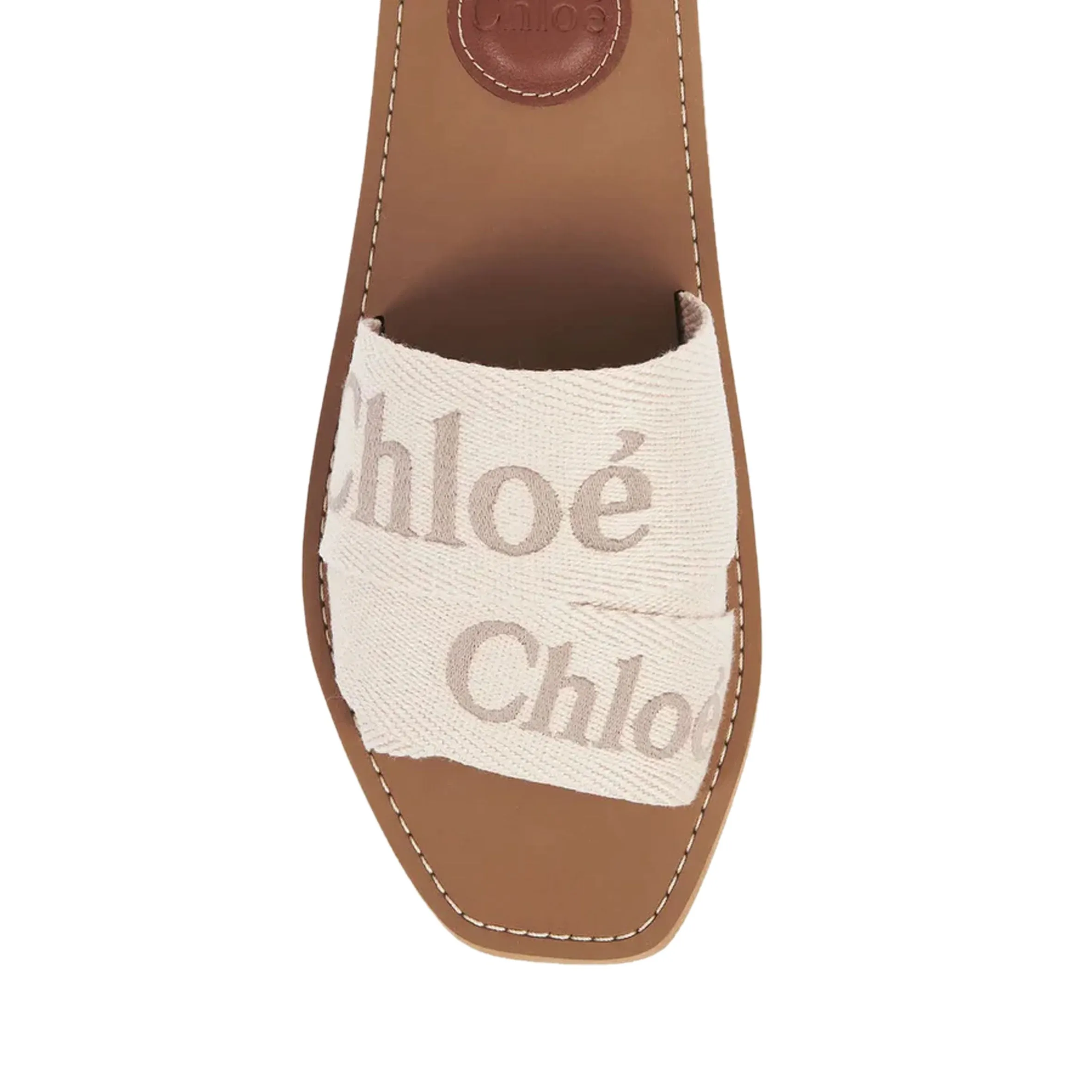 Woody Embroidered Logo Slide, Blushy Beige