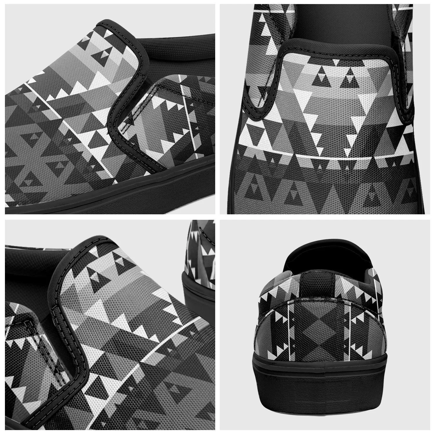 Writing on Stone Black and White Otoyimm Kid's Canvas Slip On Shoes