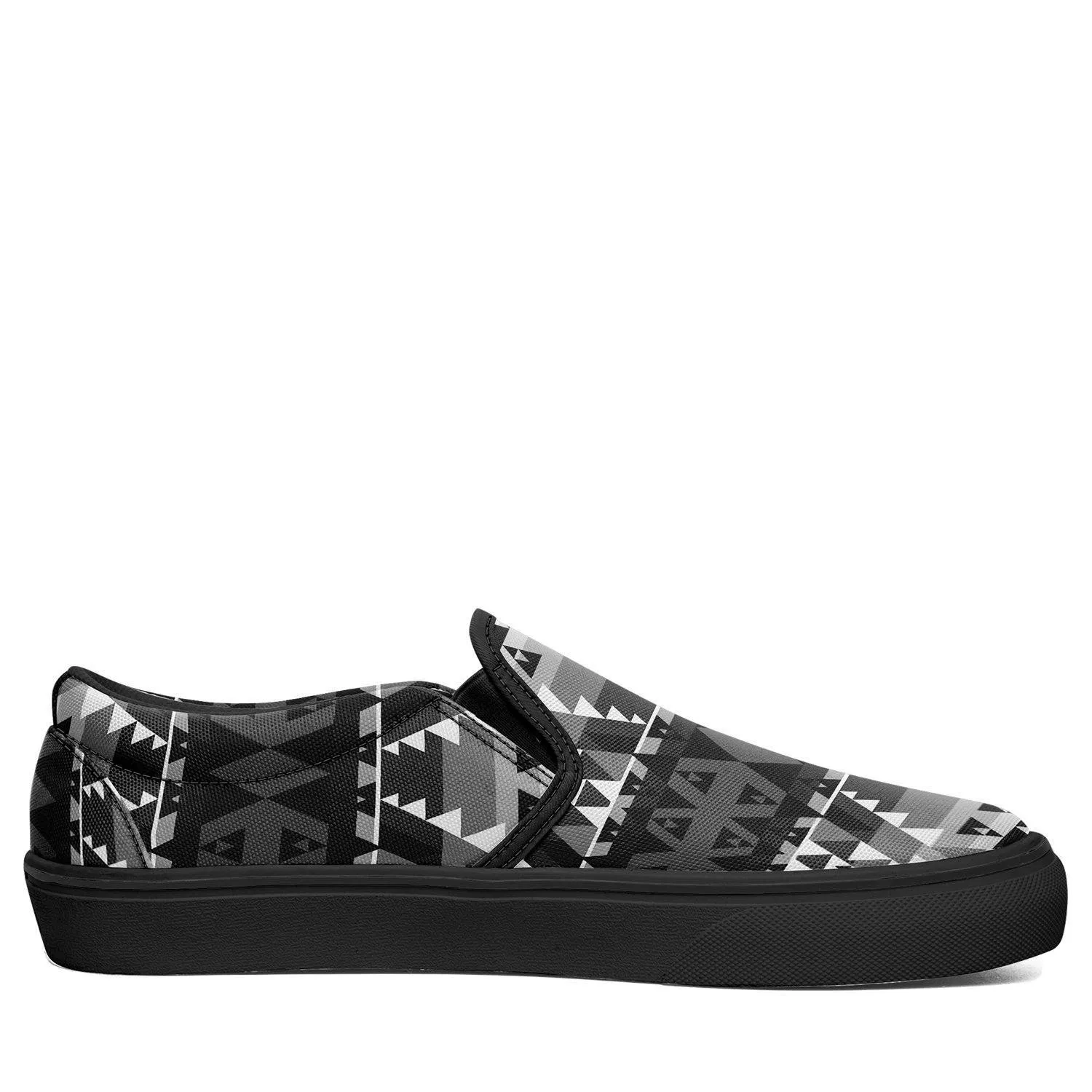 Writing on Stone Black and White Otoyimm Kid's Canvas Slip On Shoes