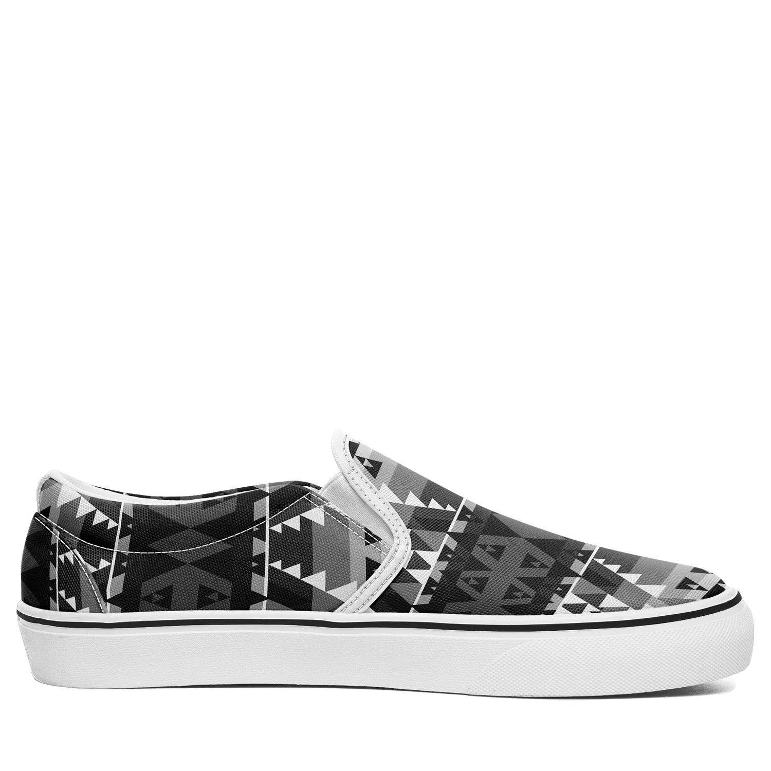 Writing on Stone Black and White Otoyimm Kid's Canvas Slip On Shoes