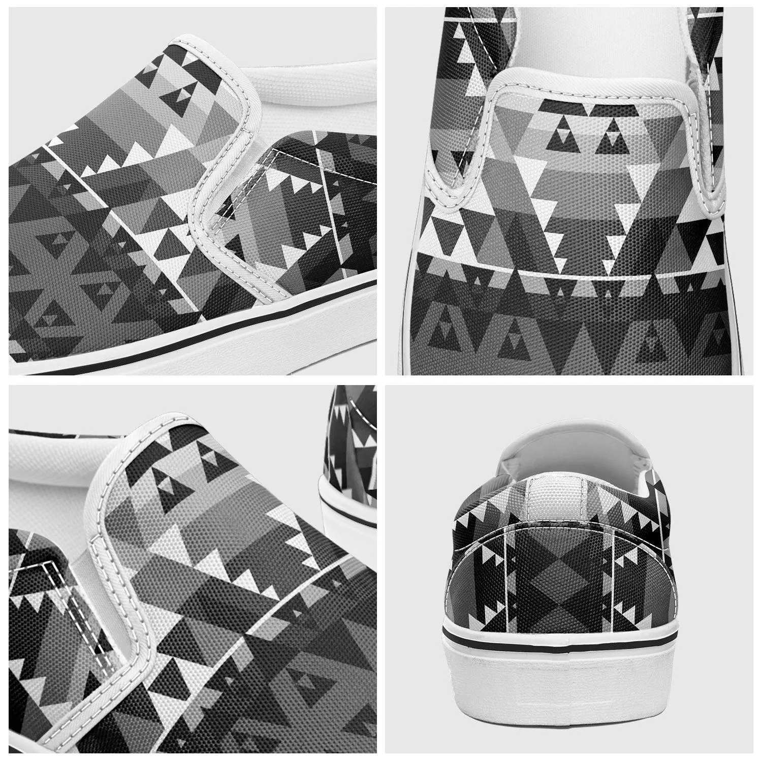 Writing on Stone Black and White Otoyimm Kid's Canvas Slip On Shoes