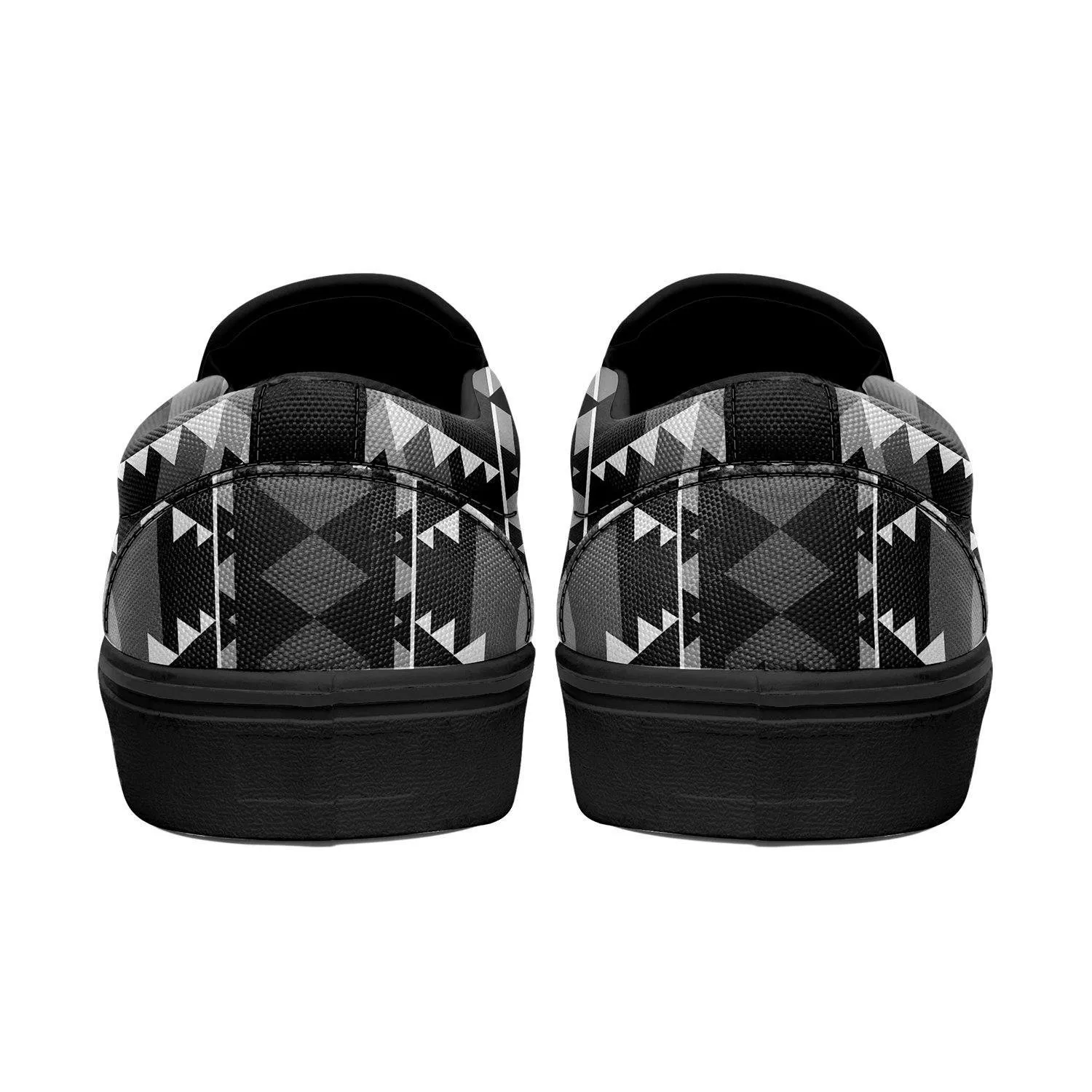 Writing on Stone Black and White Otoyimm Kid's Canvas Slip On Shoes