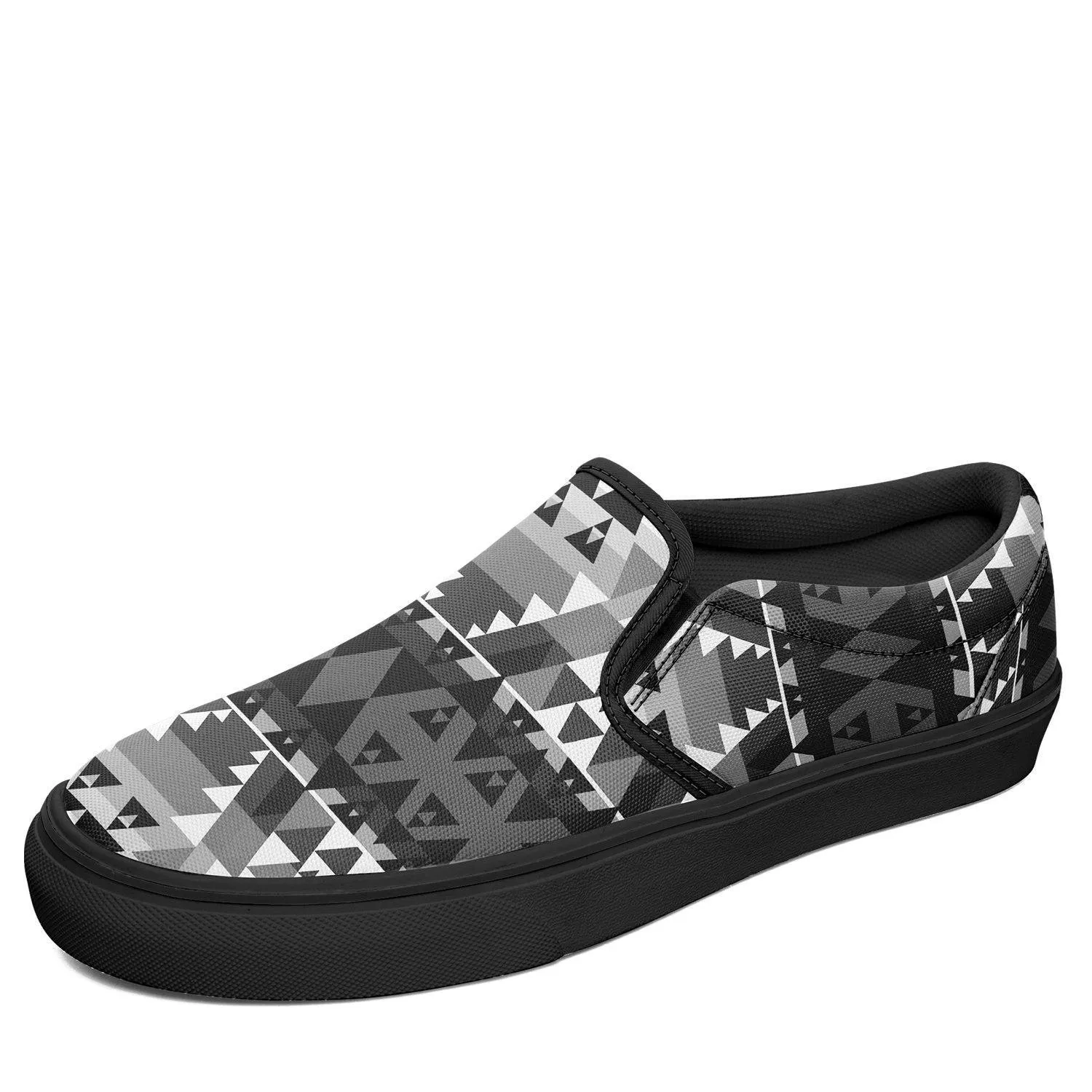 Writing on Stone Black and White Otoyimm Kid's Canvas Slip On Shoes