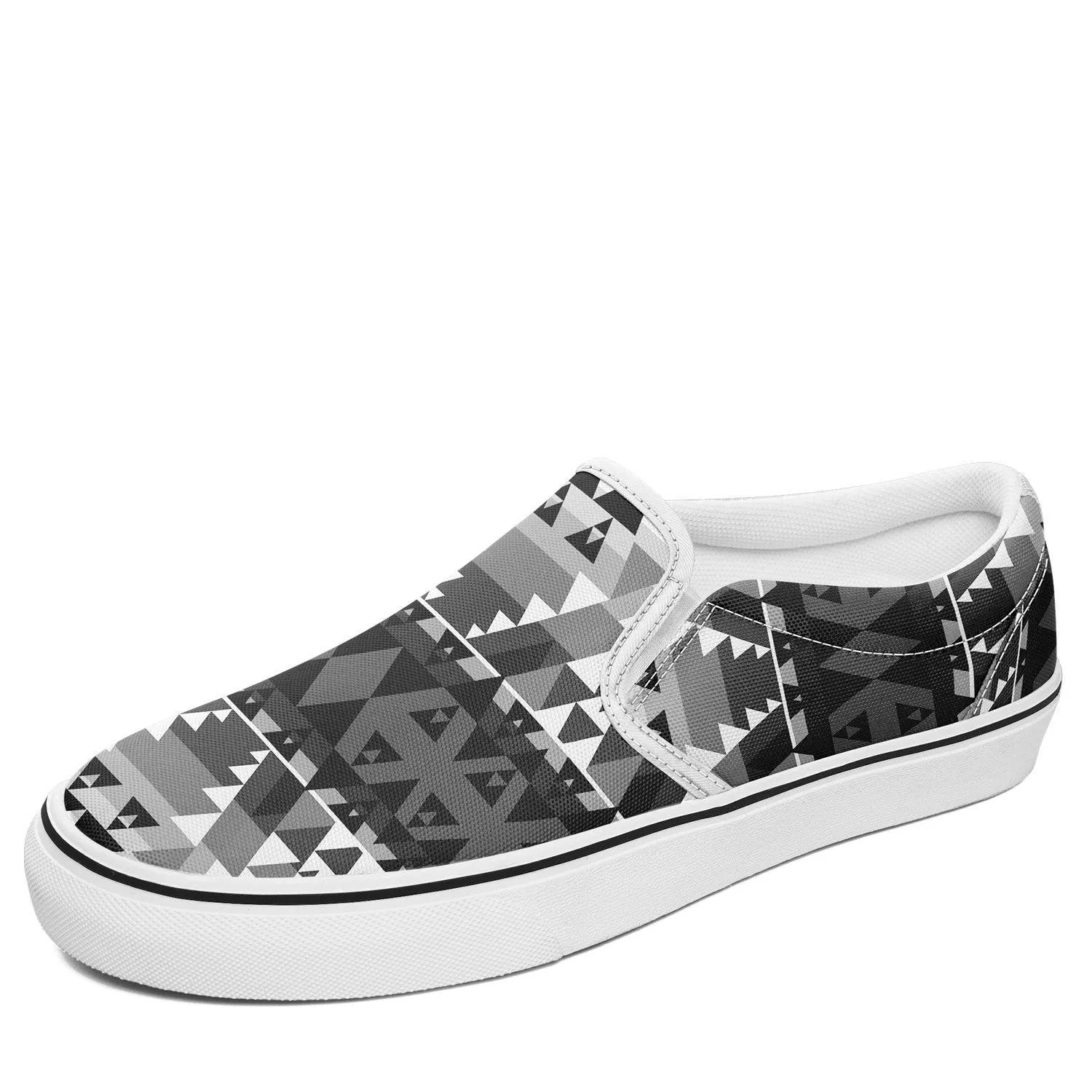 Writing on Stone Black and White Otoyimm Kid's Canvas Slip On Shoes