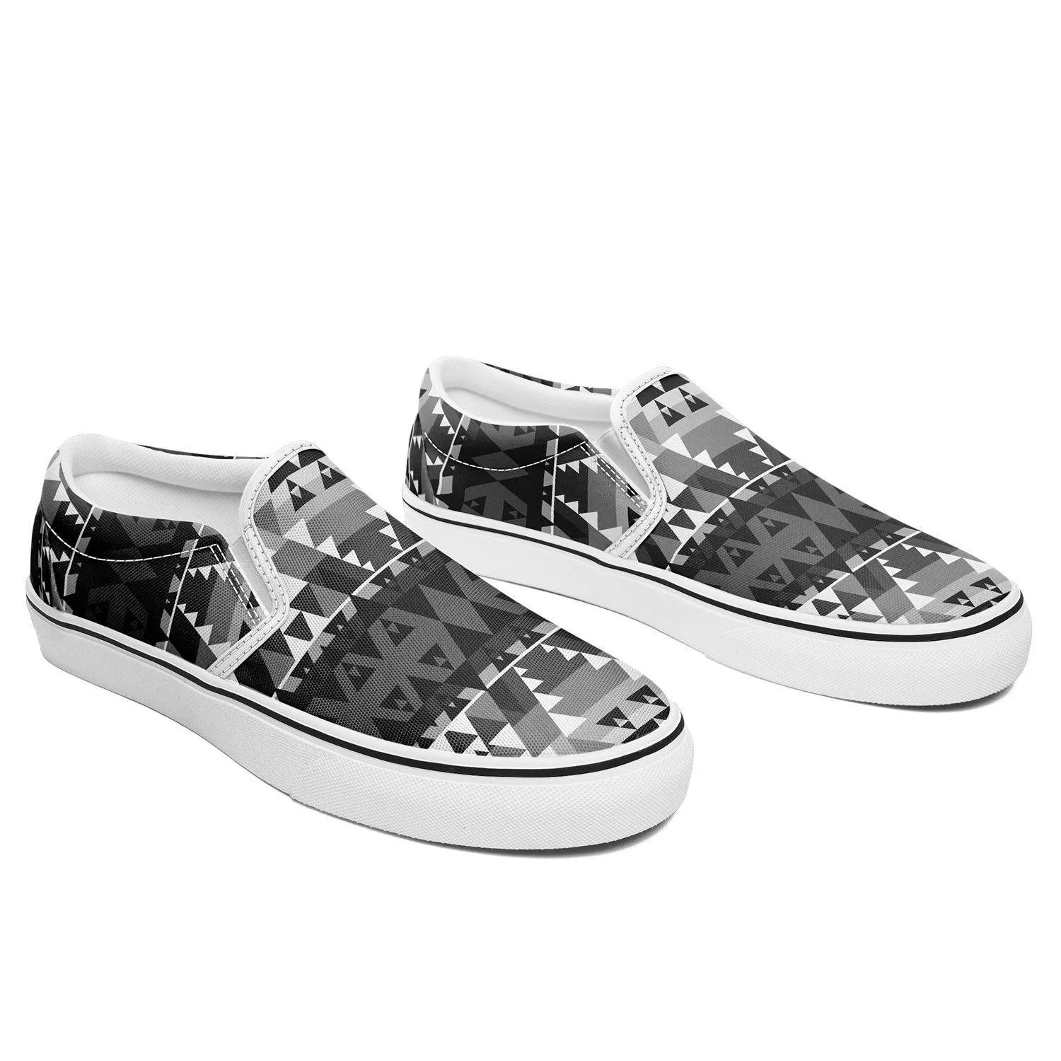 Writing on Stone Black and White Otoyimm Kid's Canvas Slip On Shoes