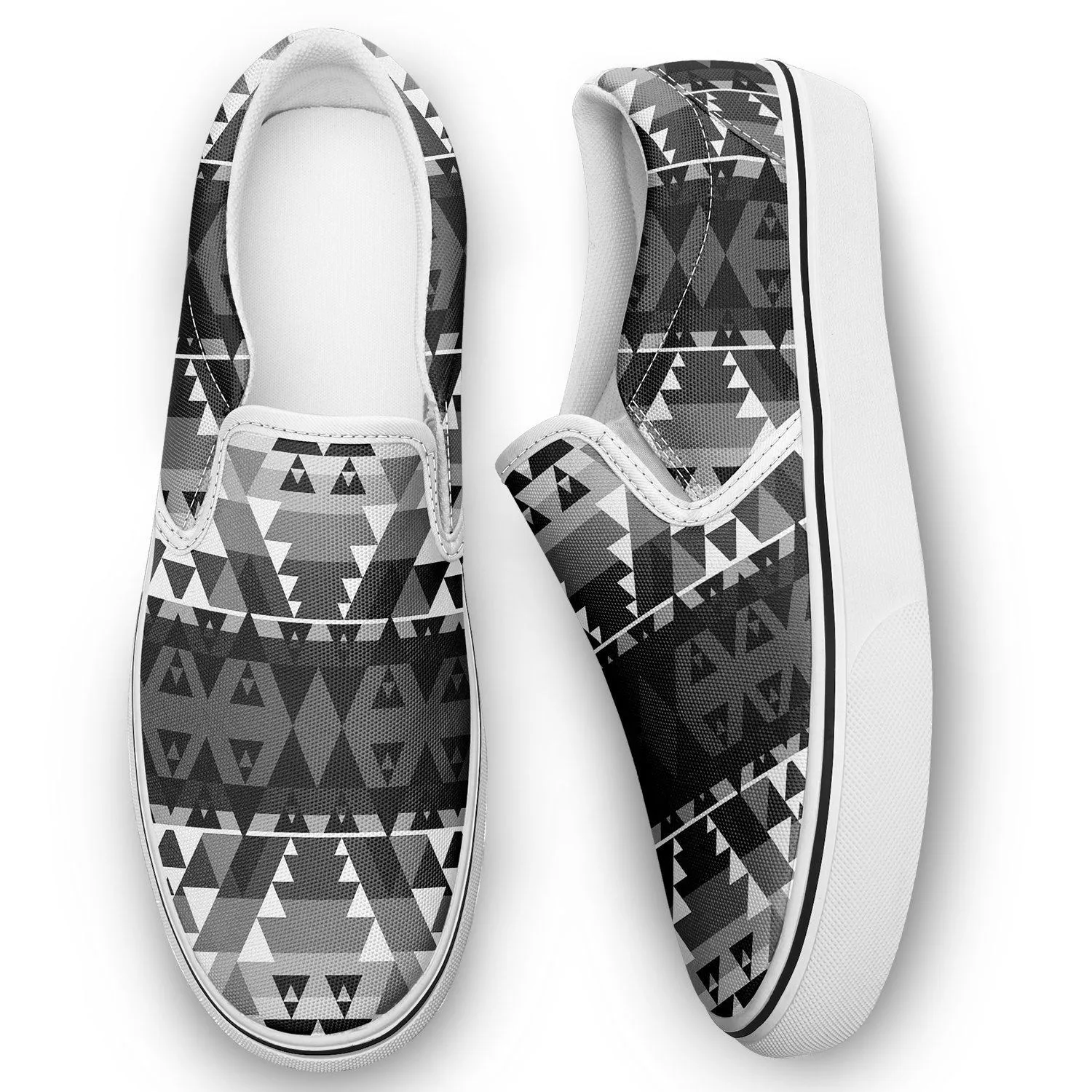 Writing on Stone Black and White Otoyimm Kid's Canvas Slip On Shoes