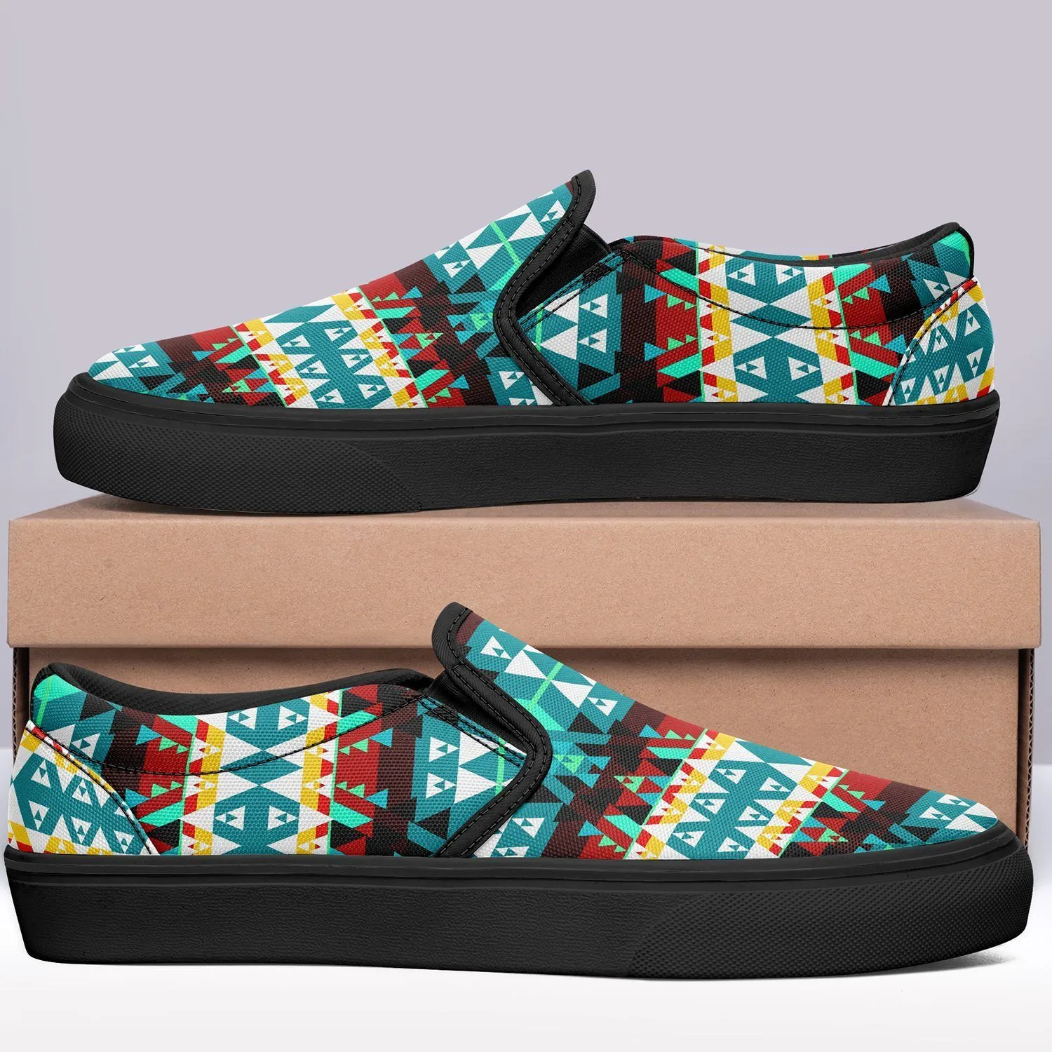 Writing on Stone Wheel Otoyimm Kid's Canvas Slip On Shoes