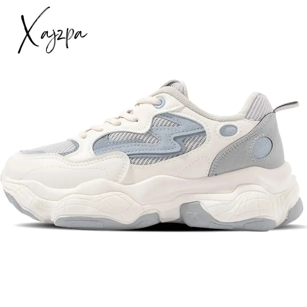 Xajzpa - Chunky Sneakers Women Breathable Mesh Casual Shoes Sneakers Tennis Female Vulcanized Shoes Platform Lace Up Women's Trainers New