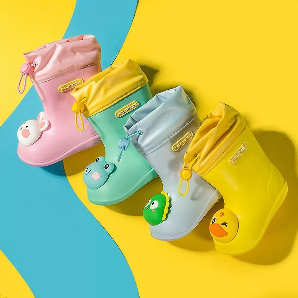 Yellow 160Children's Cartoon Pvc Rubber Waterproof Rain Boots Fashion Classic Baby Water Shoes Rabbit Frog Dolls Boys Girls